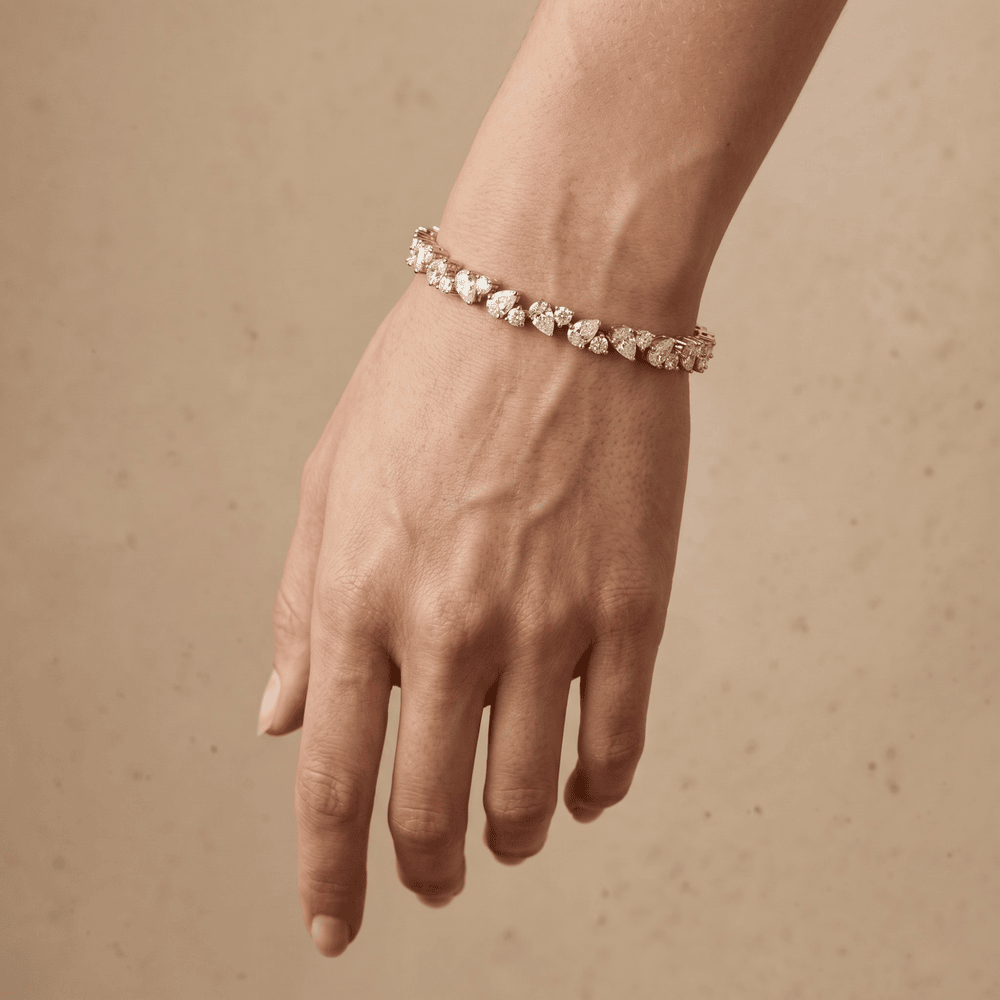 14k Round & Pear Cut Lab Grown Diamond Tennis Bracelet