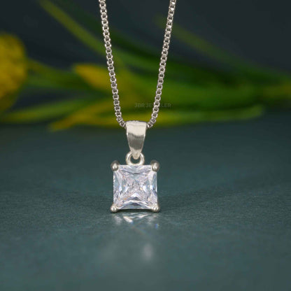 14k Solid Gold Princess Cut 1 Carat Lab Grown Diamond Pendant for Women, Solid Gold Necklace, Perfect Gift for Wife