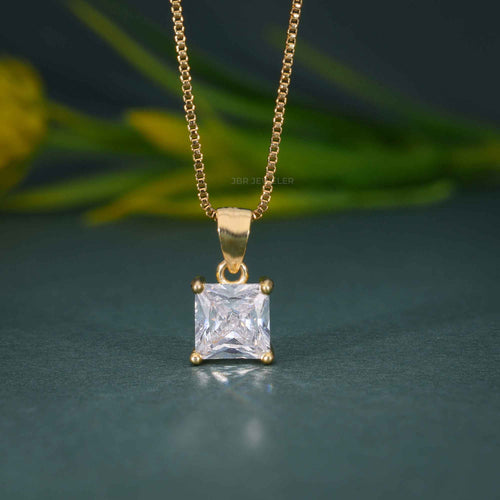 14k Solid Gold Princess Cut 1 Carat Lab Grown Diamond Pendant for Women, Solid Gold Necklace, Perfect Gift for Wife - JBR Jeweler