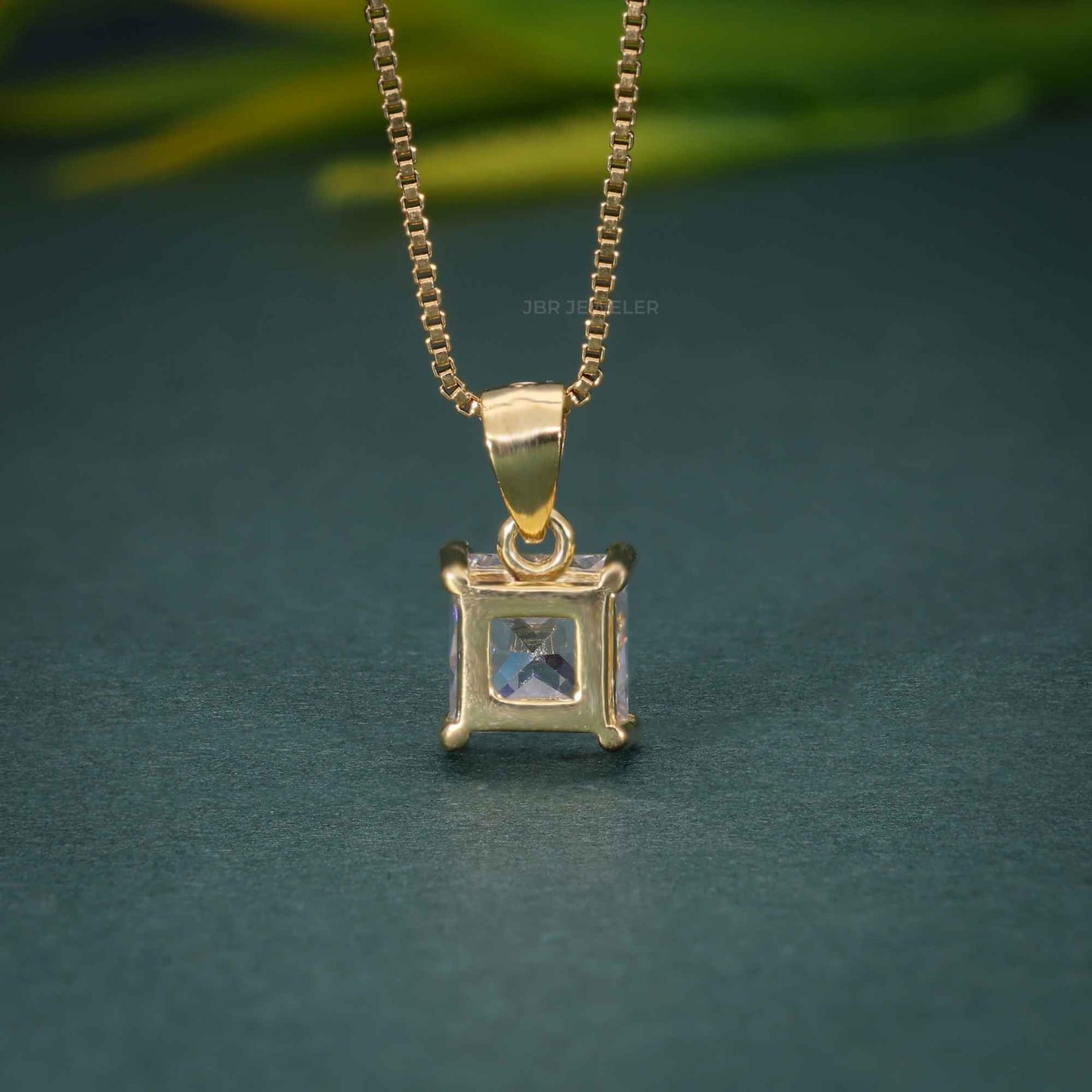 14k Solid Gold Princess Cut 1 Carat Lab Grown Diamond Pendant for Women, Solid Gold Necklace, Perfect Gift for Wife