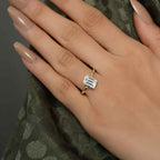 Classic Bezel Set Emerald Moissanite Diamond Engagement Ring - JBR Jeweler