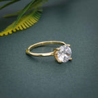 Squared edges Round Cut Moissanite Diamond Solitaire Ring - JBR Jeweler