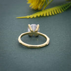 Squared edges Round Cut Moissanite Diamond Solitaire Ring - JBR Jeweler