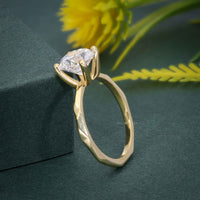 Squared edges Round Lab Grown Diamond Solitaire Ring