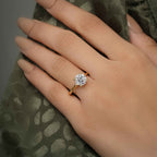 Squared edges Round Cut Moissanite Diamond Solitaire Ring - JBR Jeweler