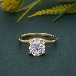 Curved Round Cut Moissanite Solitaire Ring