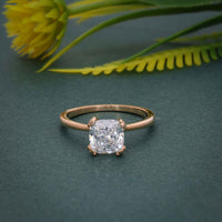 Triple Prong Cushion Moissanite Solitaire Engagement Ring