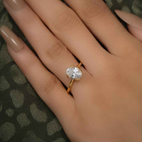 Triple Prong Oval Moissanite Solitaire Engagement Ring