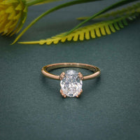 Triple Prong Oval Moissanite Solitaire Engagement Ring