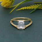 Split Band Emerald Cut Moissanite Diamond Solitaire Ring - JBR Jeweler