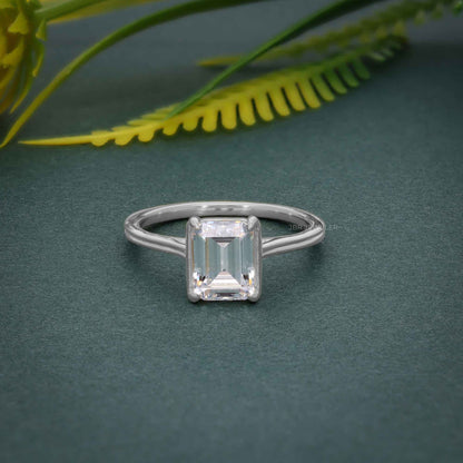 Silhouette Emerald Lab Grown Diamond Solitaire Ring