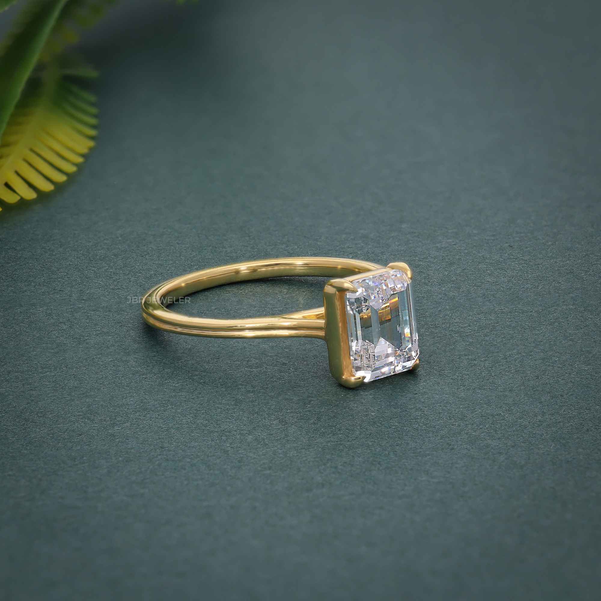 Silhouette Emerald Lab Grown Diamond Solitaire Ring - JBR Jeweler