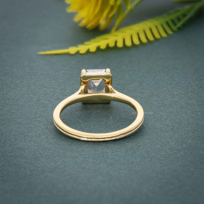 Bague de fiançailles diamant Moissanite émeraude Silhouette