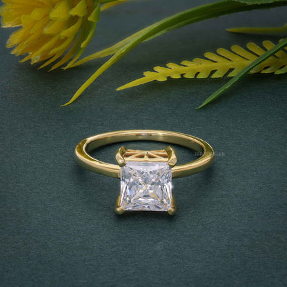 Bague de fiançailles Moissanite taille princesse solitaire Art déco