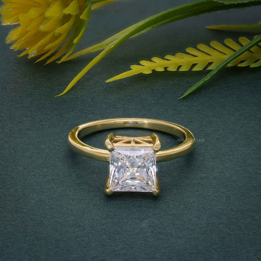 Art Deco Solitaire Princess Cut Moissanite Engagement Ring