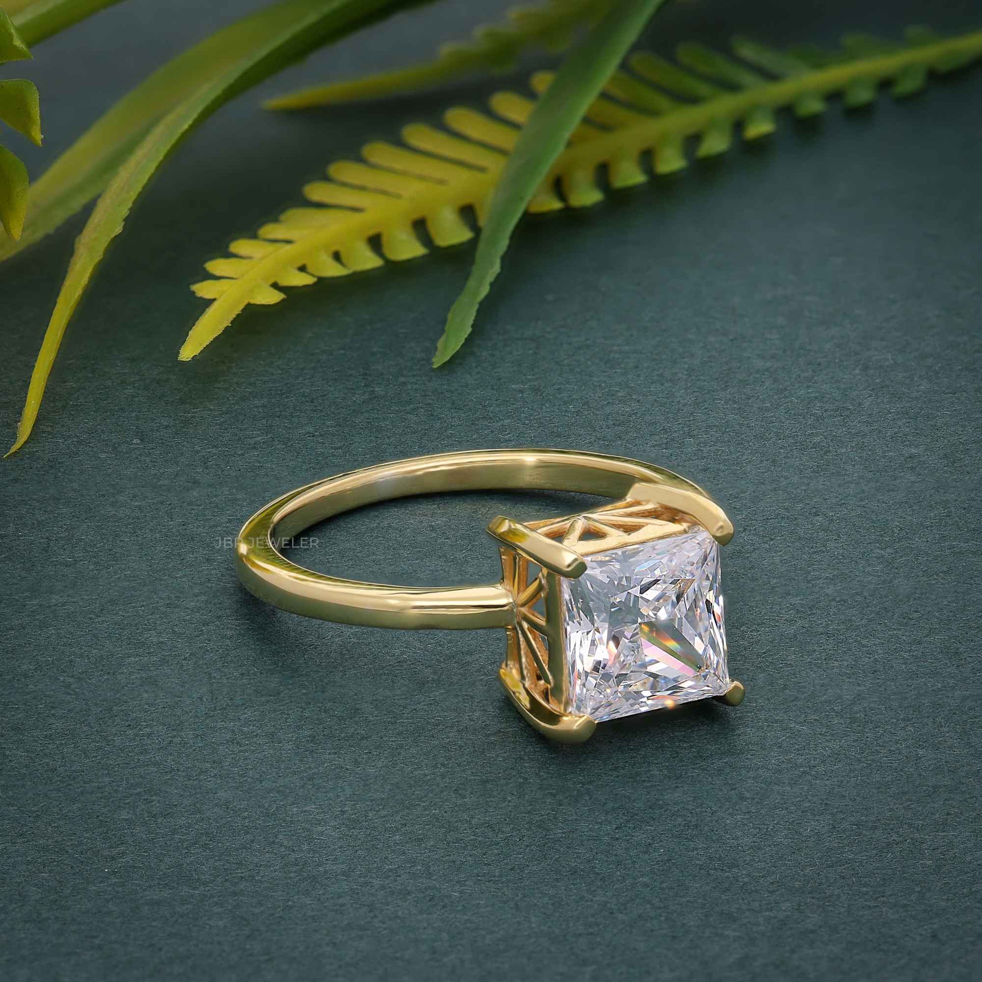 Art Deco Princess Cut Lab Grown Diamond Solitaire Ring - JBR Jeweler