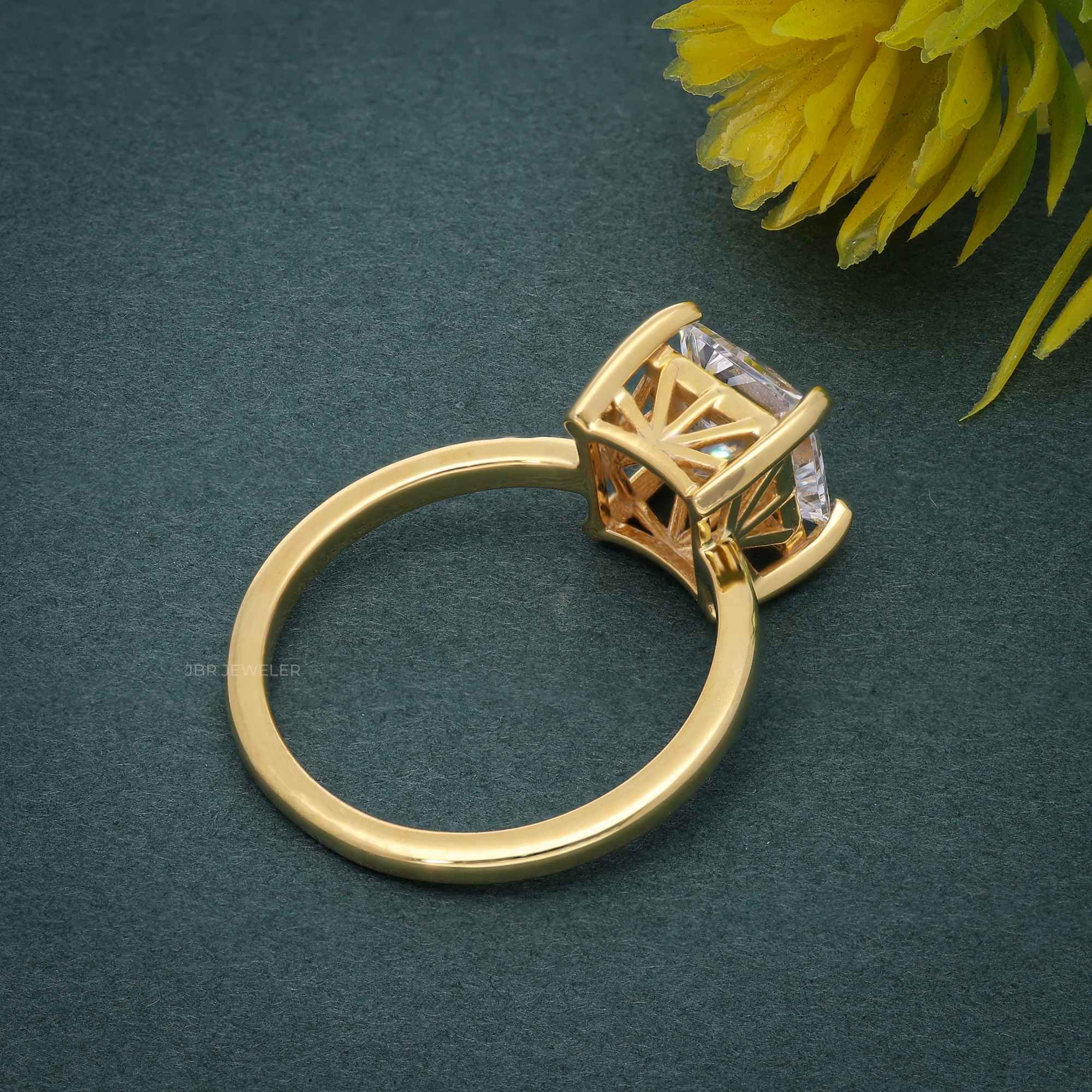 Art Deco Solitaire Princess Cut Moissanite Engagement Ring - JBR Jeweler