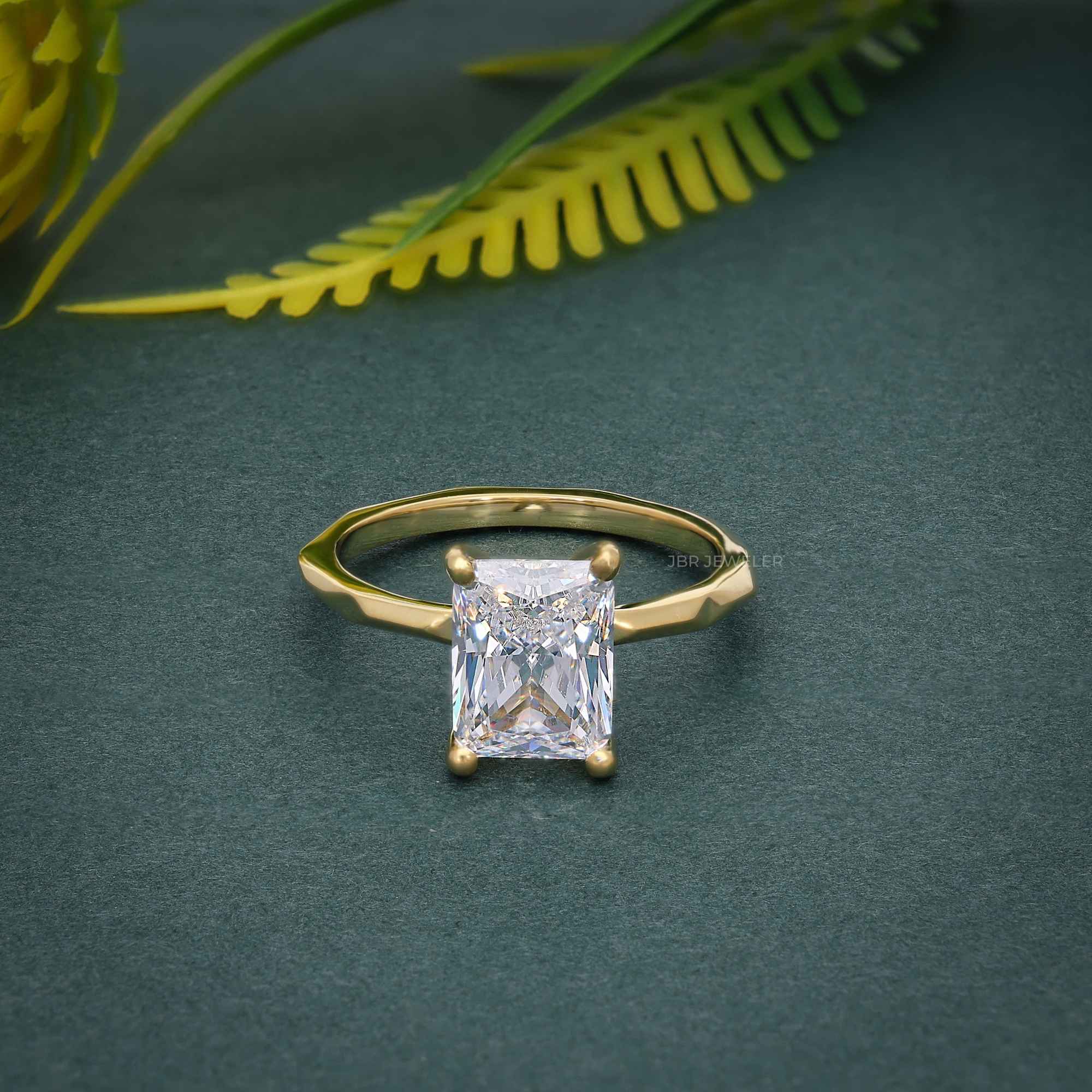 Squared edges Radiant Moissanite Diamond Solitaire Ring