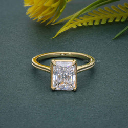 Bague de fiançailles en diamant Moissanite radiant Silhouette