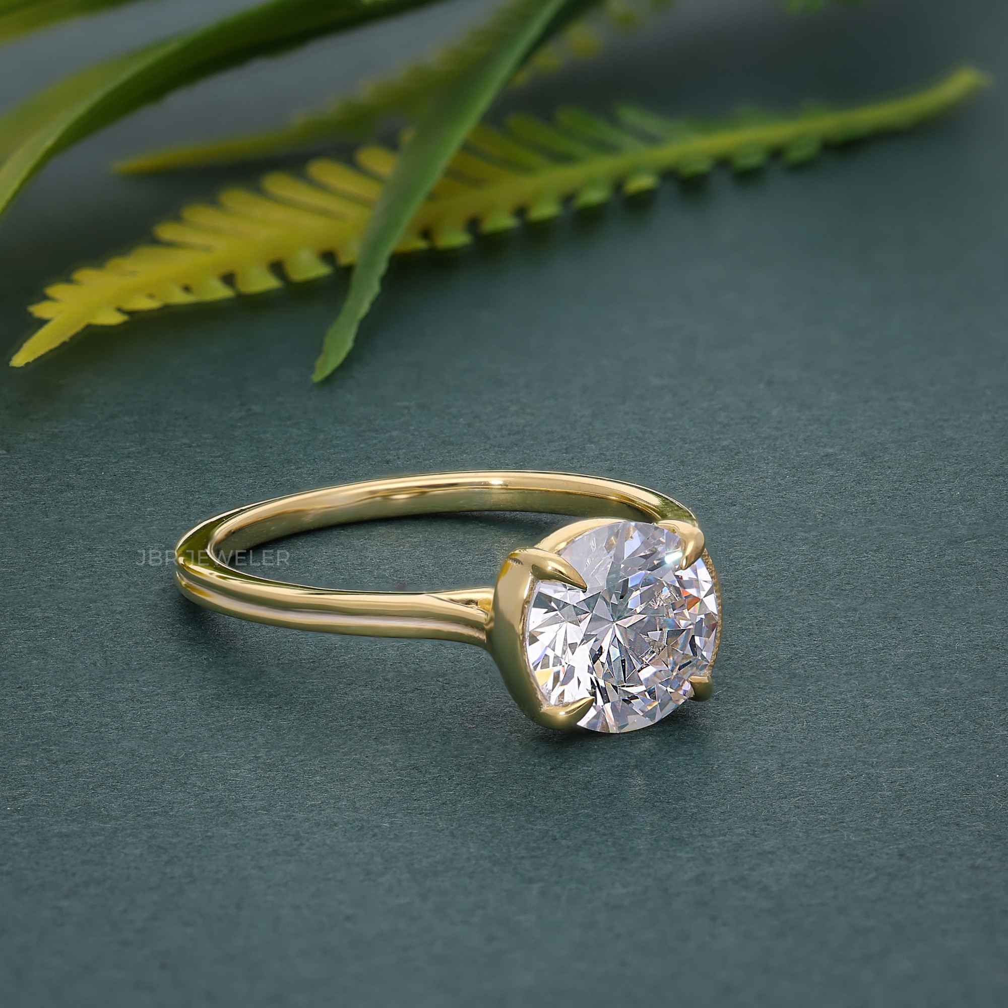 Silhouette Round Moissanite Diamond Engagement Ring - JBR Jeweler