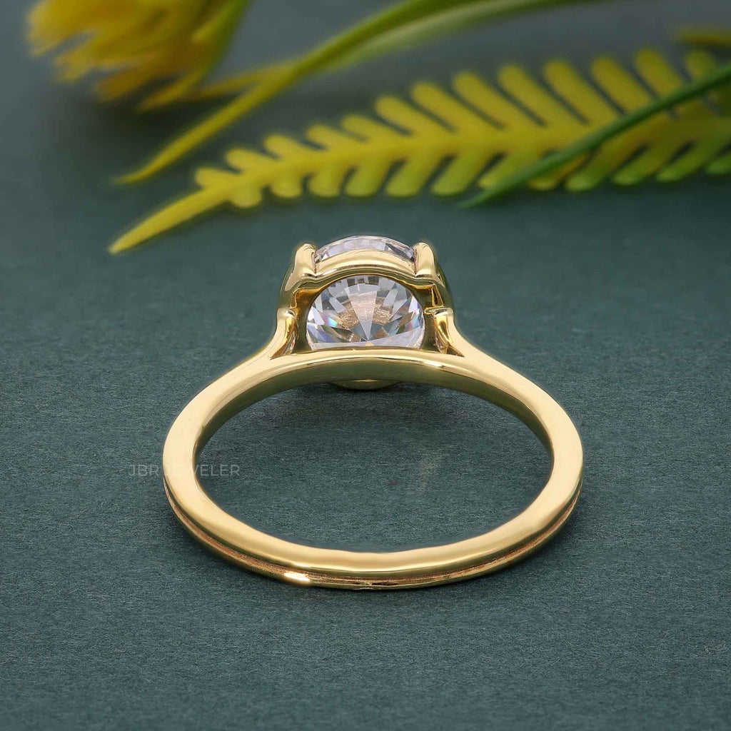 Silhouette Round Moissanite Diamond Engagement Ring - JBR Jeweler