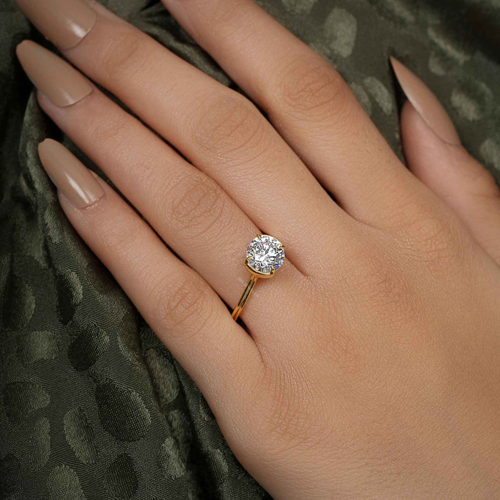 Silhouette Round Moissanite Diamond Engagement Ring - JBR Jeweler
