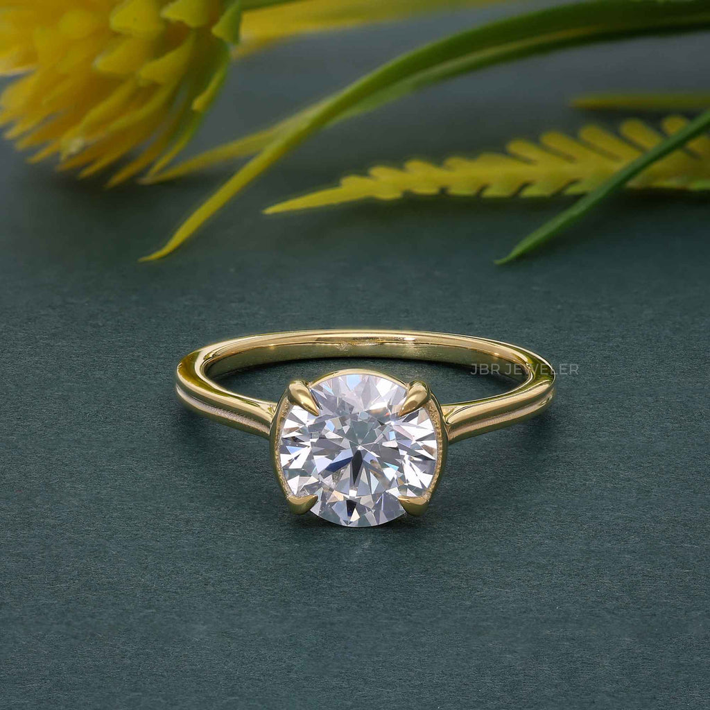 Silhouette Round Moissanite Diamond Engagement Ring - JBR Jeweler
