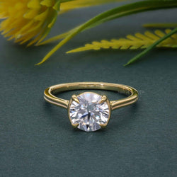 Silhouette Round Moissanite Diamond Engagement Ring