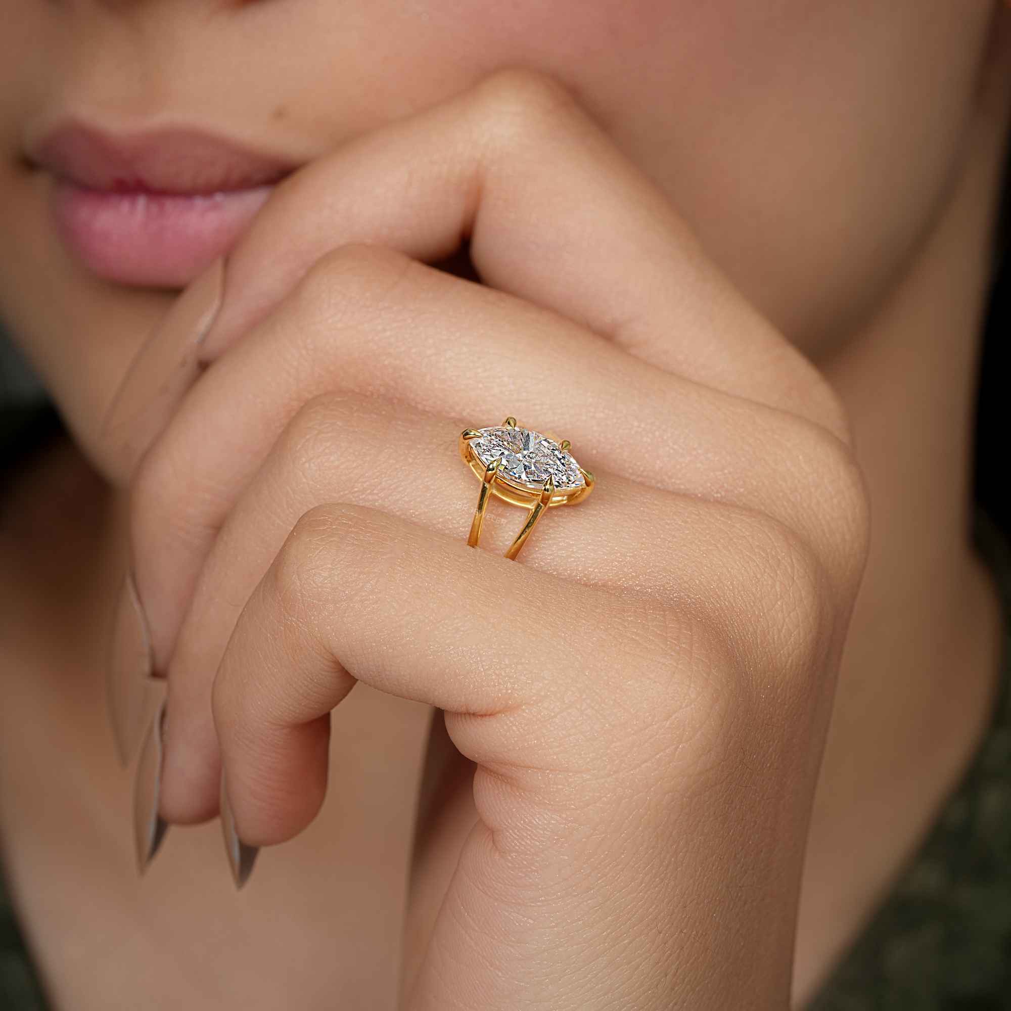 Split Shank Marquise Cut Lab Grown Diamond Solitaire Ring - JBR Jeweler