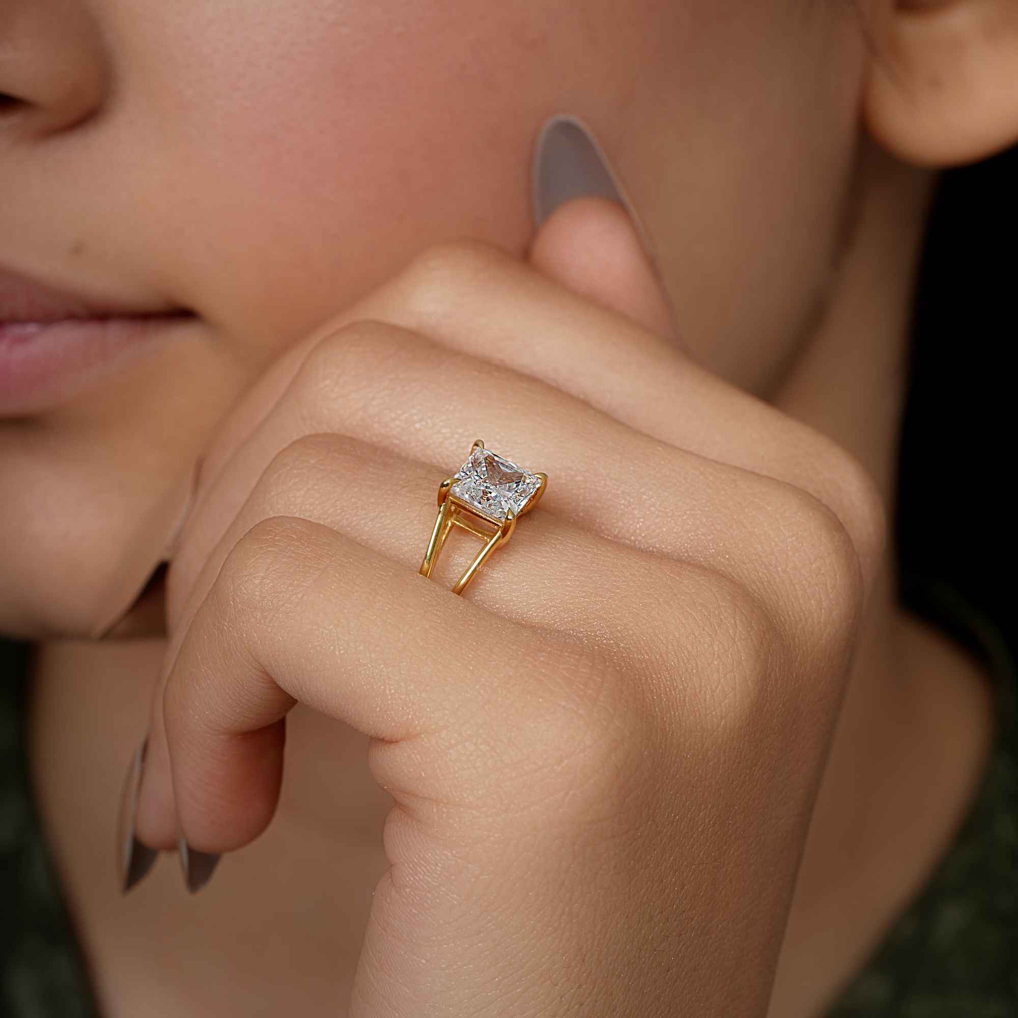 Split Shank Princess Cut Lab Grown Diamond Solitaire Ring - JBR Jeweler