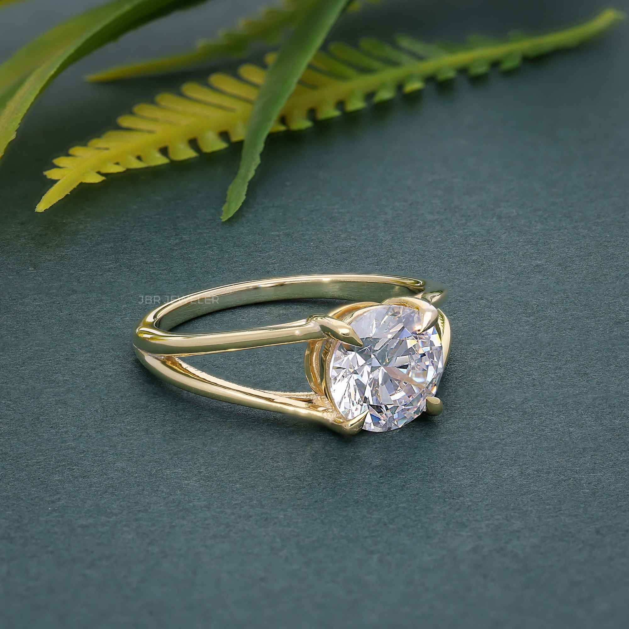 Split Band Round Cut Moissanite Diamond Solitaire Ring - JBR Jeweler