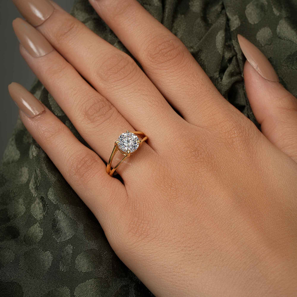 Split Band Round Cut Moissanite Diamond Solitaire Ring - JBR Jeweler