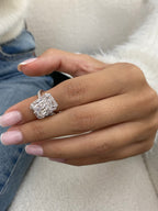 14k White Gold 4 CT IGI Radiant Cut Lab Grown Diamond Proposal Pave Band Halo Set Engagement Ring - JBR Jeweler