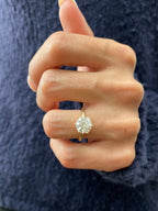 14k Yellow Gold 2.50 Carat Round Cut Lab Grown Diamond Solitaire Engagement Ring Matching Pave Band, V Style Wedding Ring Set - JBR Jeweler