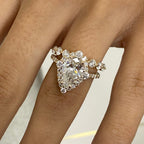 14k Yellow Gold Pear Cut 3.39 Ct Lab Grown Diamond Halo Bridal Set Engagement Ring Half Eternity Band - JBR Jeweler