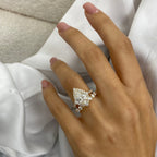 14k Yellow Gold Pear Cut 3.39 Ct Lab Grown Diamond Halo Bridal Set Engagement Ring Half Eternity Band - JBR Jeweler