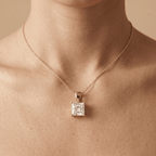 14k Yellow Gold Princess Cut Diamond Solitaire Necklace