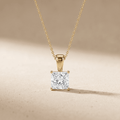 14k Yellow Gold Princess Cut Diamond Solitaire Necklace