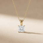14k Yellow Gold Princess Cut Diamond Solitaire Necklace