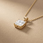 14k Yellow Gold Princess Cut Diamond Solitaire Necklace