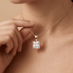 14k Yellow Gold Princess Cut Diamond Solitaire Necklace