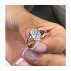 14k Rose Gold 2.55 Ct Oval Lab Diamond Promise Ring