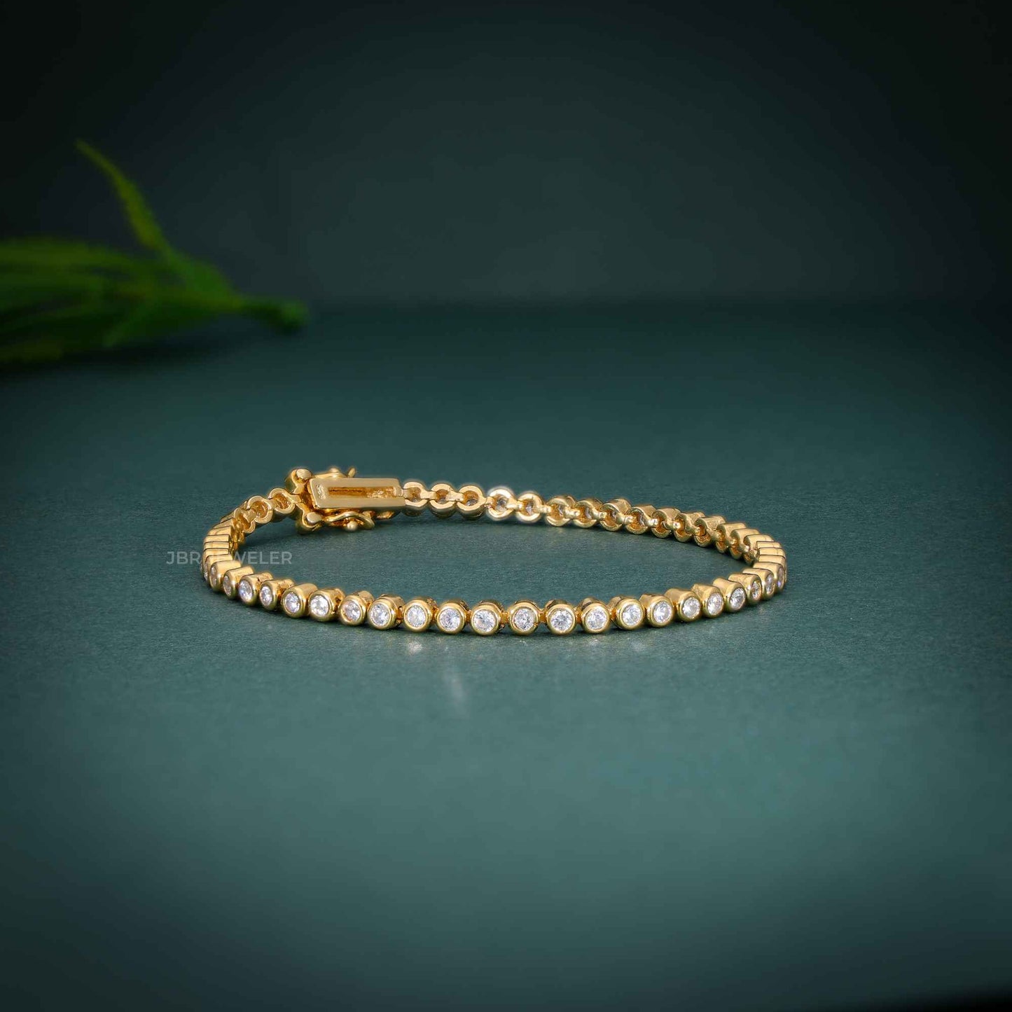 14k Solid Gold Classic Moissanite Bezel Diamond Tennis Bracelet