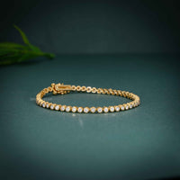 14k Solid Gold Classic Moissanite Bezel Diamond Tennis Bracelet