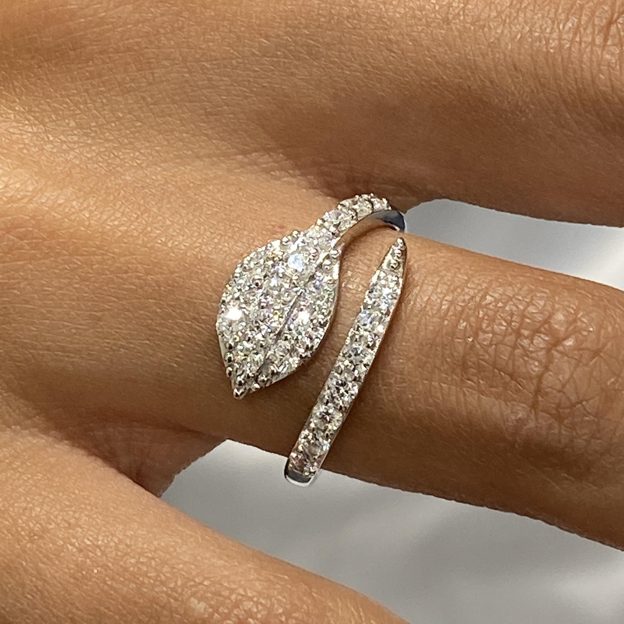 White Gold 1.10 Ct Diamond Snake Wrap Ring for Women