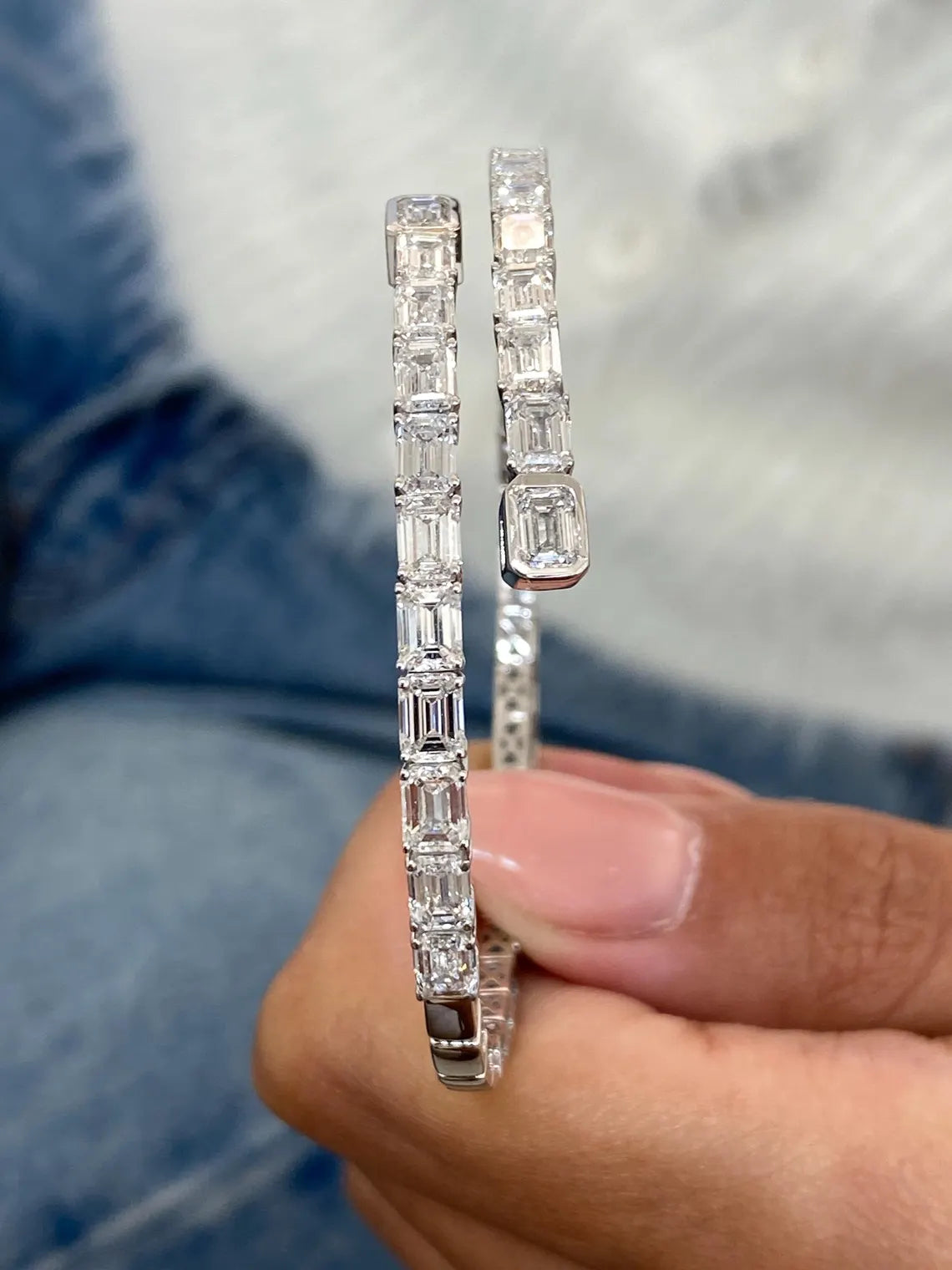 14k White Gold Baguette Round Lab Diamond Eternity Band