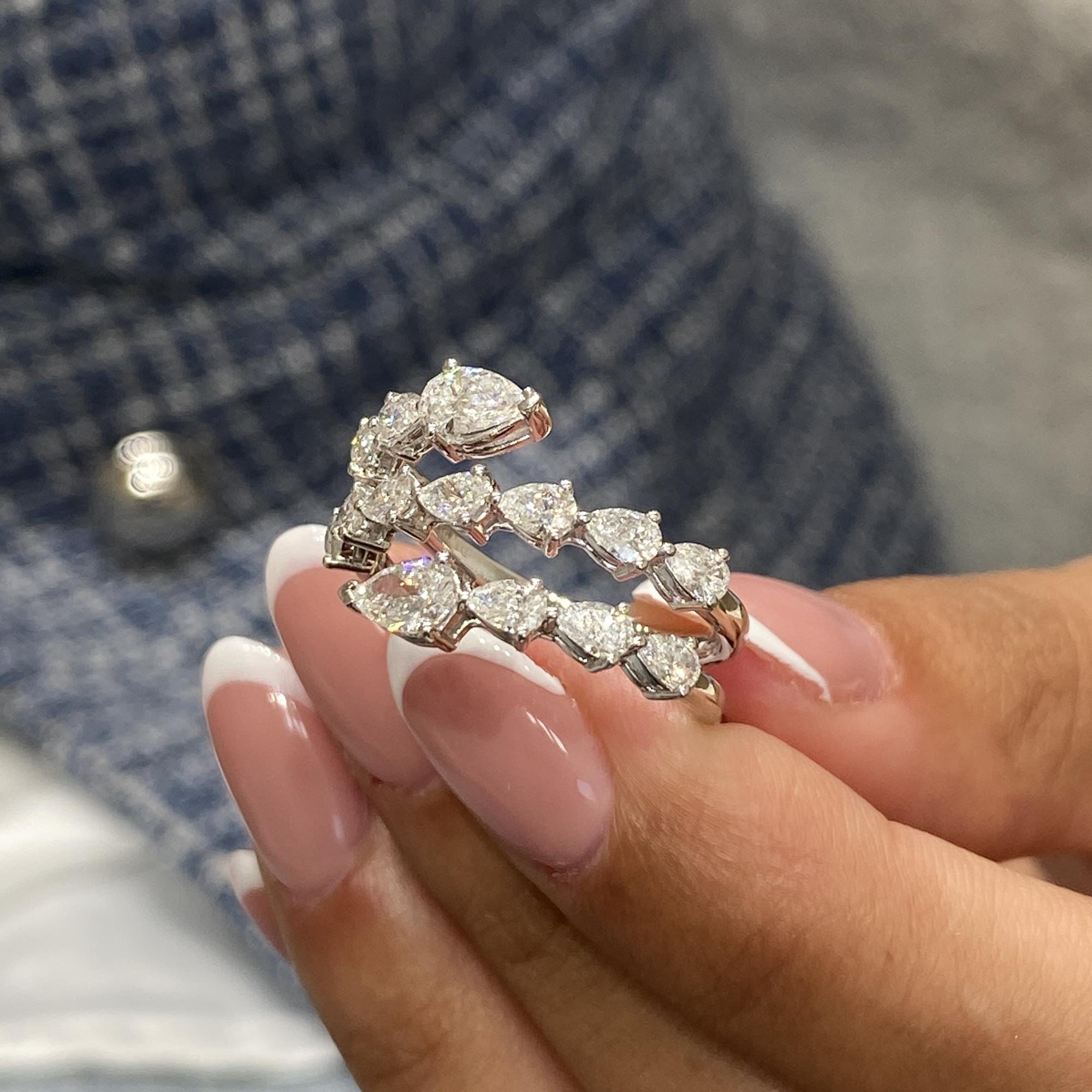 Pear Cut Lab Diamond Prong Set Ring in 14k White Gold