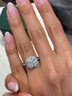3.36 Ct Cushion Cut Lab Diamond Halo Engagement Ring