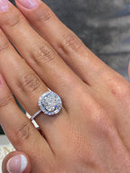 14K White Gold Halo Engagement Ring with Lab Diamond