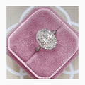 14K White Gold Oval Lab Diamond Halo Ring for Proposal